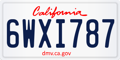 CA license plate 6WXI787