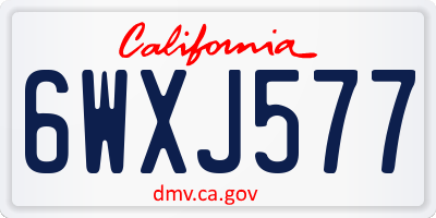 CA license plate 6WXJ577