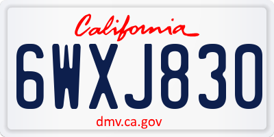 CA license plate 6WXJ830