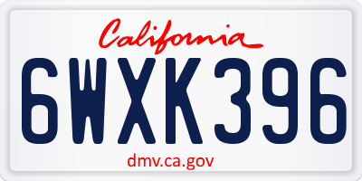 CA license plate 6WXK396
