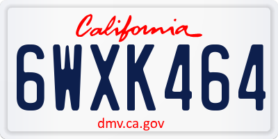 CA license plate 6WXK464