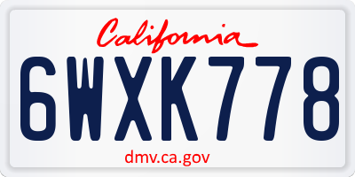 CA license plate 6WXK778