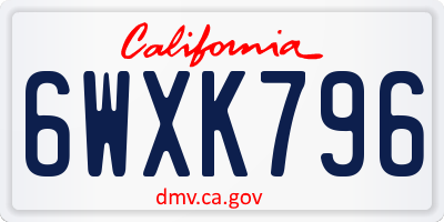 CA license plate 6WXK796