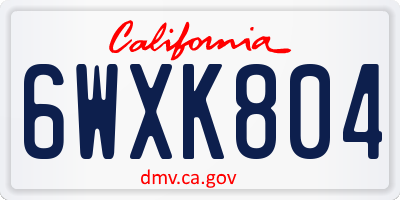 CA license plate 6WXK804