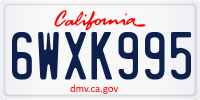 CA license plate 6WXK995