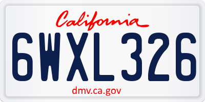 CA license plate 6WXL326