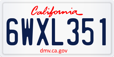 CA license plate 6WXL351