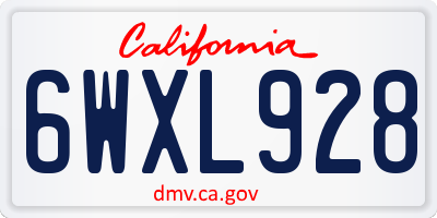 CA license plate 6WXL928
