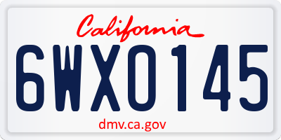 CA license plate 6WXO145