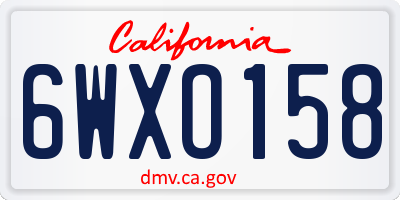 CA license plate 6WXO158