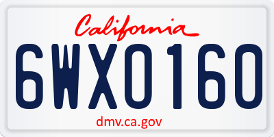 CA license plate 6WXO160
