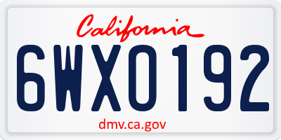 CA license plate 6WXO192