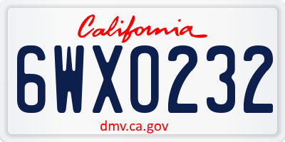 CA license plate 6WXO232