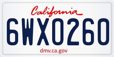 CA license plate 6WXO260