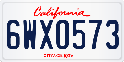 CA license plate 6WXO573