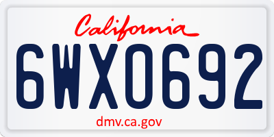 CA license plate 6WXO692