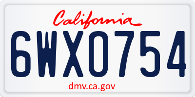 CA license plate 6WXO754