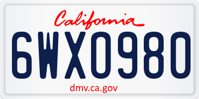 CA license plate 6WXO980