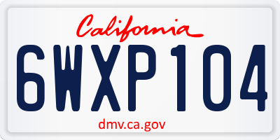 CA license plate 6WXP104