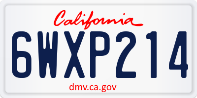 CA license plate 6WXP214