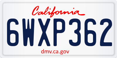 CA license plate 6WXP362