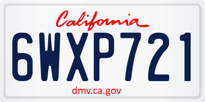 CA license plate 6WXP721