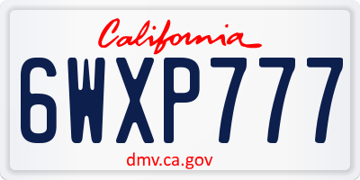 CA license plate 6WXP777