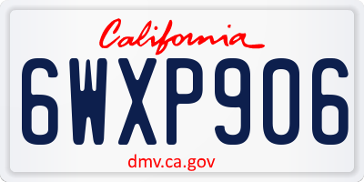 CA license plate 6WXP906