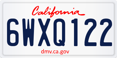 CA license plate 6WXQ122