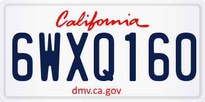 CA license plate 6WXQ160