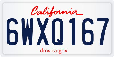 CA license plate 6WXQ167