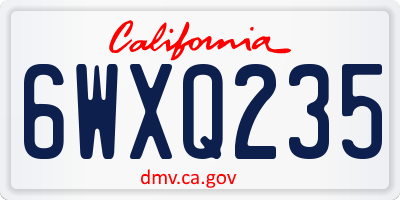 CA license plate 6WXQ235