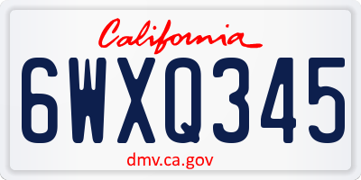 CA license plate 6WXQ345