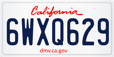 CA license plate 6WXQ629