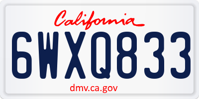 CA license plate 6WXQ833