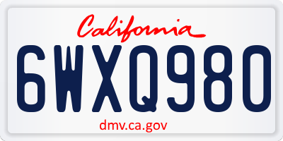CA license plate 6WXQ980