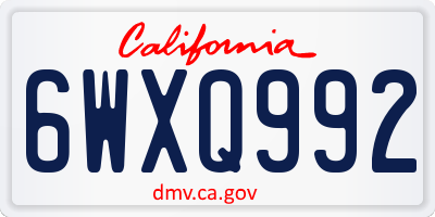CA license plate 6WXQ992
