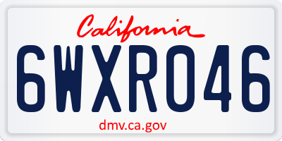 CA license plate 6WXR046