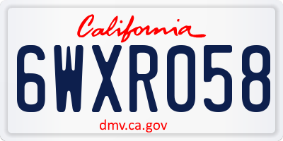 CA license plate 6WXR058