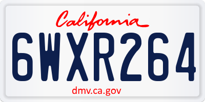 CA license plate 6WXR264