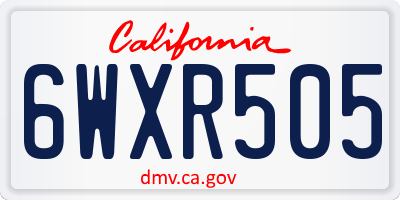 CA license plate 6WXR505