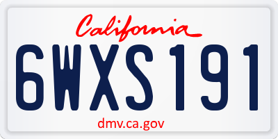 CA license plate 6WXS191