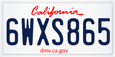 CA license plate 6WXS865