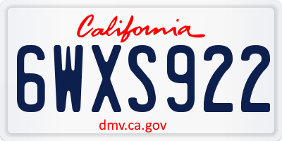 CA license plate 6WXS922