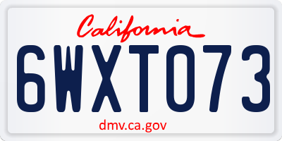 CA license plate 6WXT073