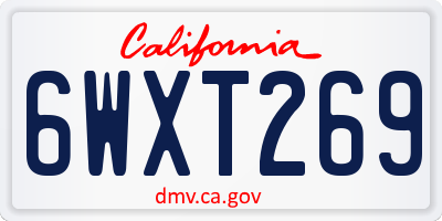 CA license plate 6WXT269