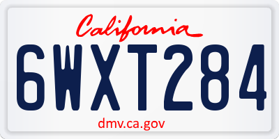 CA license plate 6WXT284