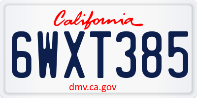 CA license plate 6WXT385