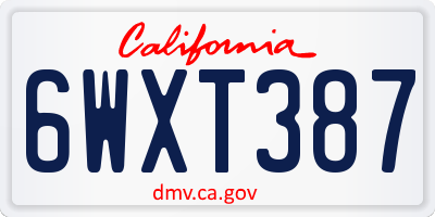 CA license plate 6WXT387
