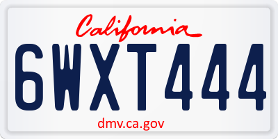 CA license plate 6WXT444